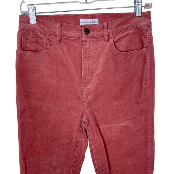 Loft High Waist Skinny Blush Corduroy Soft Stretch Size 27/4 Ankle Cropped Pink - Picture 6 of 16